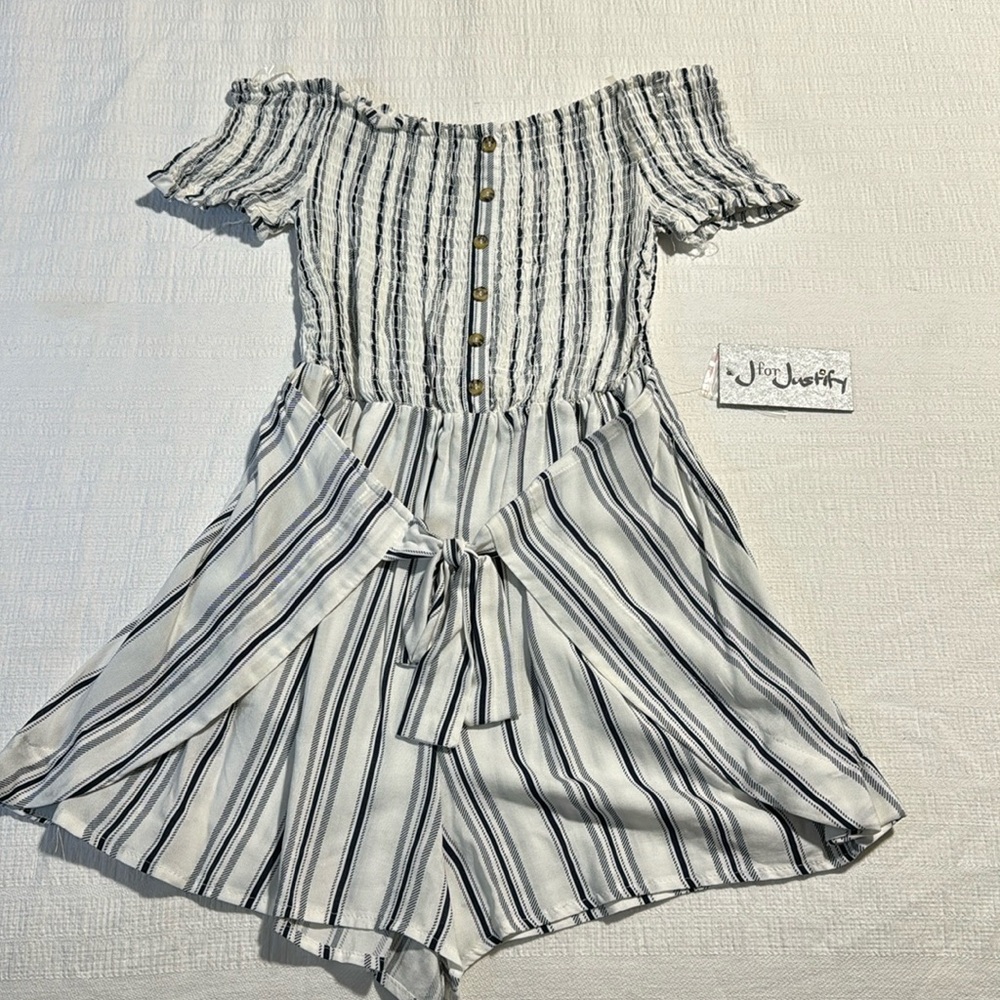 J for Justify Off shoulder romper NWT